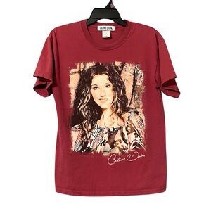 Celine Dion Music Official Graphic Tee Cotton Burgundy Red Medium